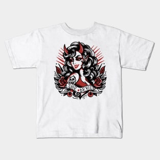 Retro Devil Girl Kids T-Shirt